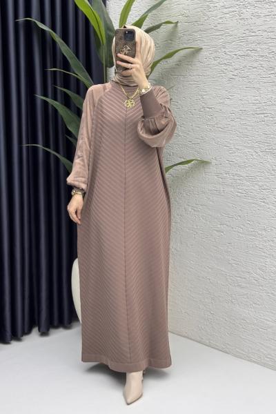 Afife Elbise Tesettür Giyim  Sütlü Kahve