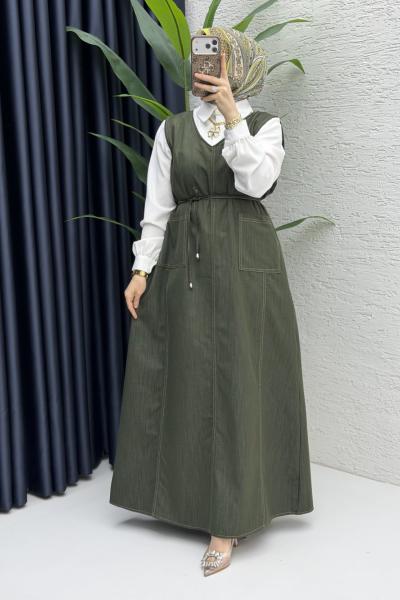 Afize Kot Jile Tesettür Giyim  Haki