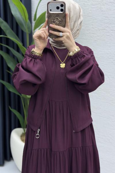 Ahu Elbise Tesettür Giyim  Mürdüm