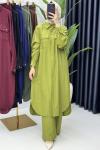 Amine Takım Tesettür Giyim Yağ Yeşili
