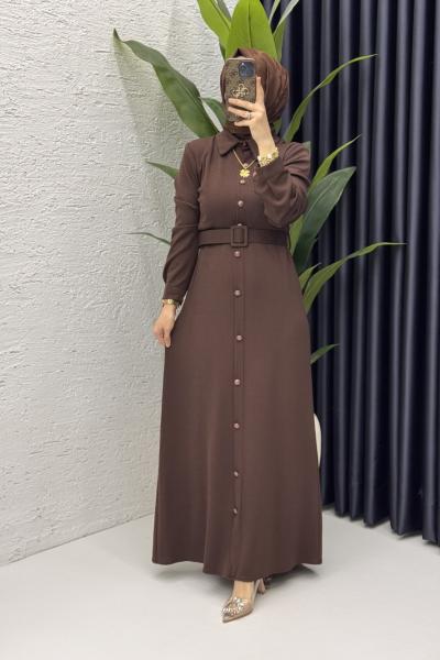 Asu Elbise Tesettür Giyim  Kahve