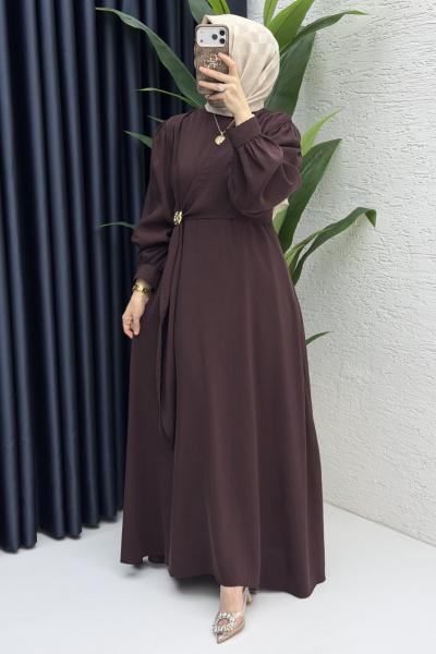 Ayliz Elbise Tesettür Giyim  kızıl kahve