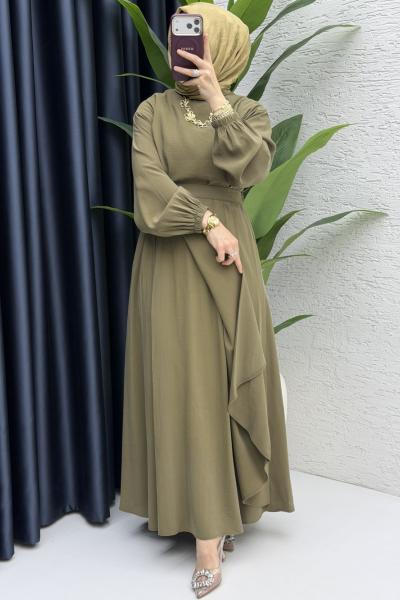 Aysu Etekli Takım Tesettür Giyim  Haki