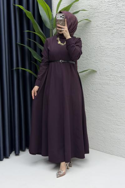 Belkıs Elbise Tesettür Giyim  Mürdüm