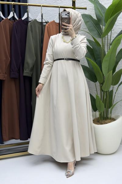 Belkıs Elbise Tesettür Giyim  Taş Rengi