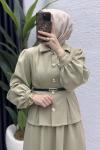 Bihter Etekli Takım Tesettür Giyim Çağla Yeşil