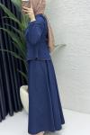 Duru Kot Etekli Takım Tesettür Giyim  Lacivert
