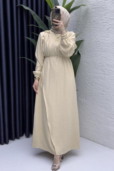 Ecmel Elbise Tesettür Giyim  Krem