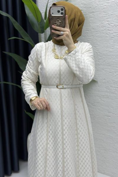 Feray Elbise Tesettür Giyim  Taş Rengi