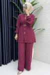Firuze Pantolon Takım  Vişne
