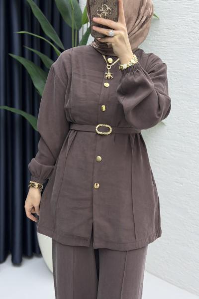Firuze Pantolon Takım  Kahverengi