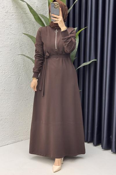 Fulya Elbise Tesettür Giyim  Kahverengi
