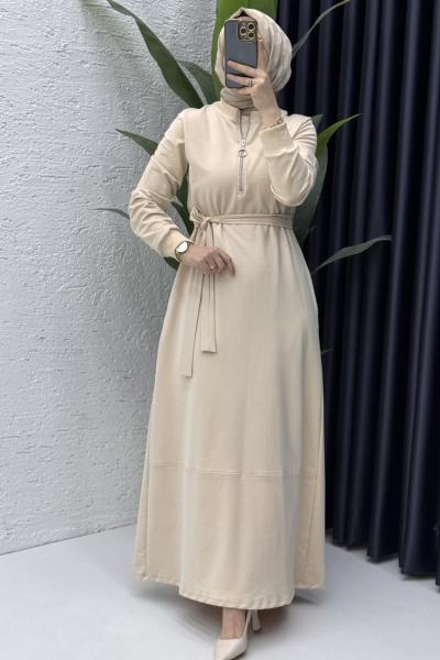 Fulya Elbise Tesettür Giyim  Taş Rengi