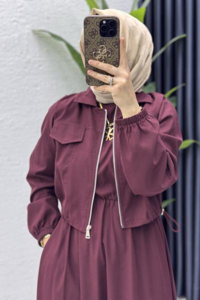 Gökçe Elbise Tesettür Giyim  Mürdüm