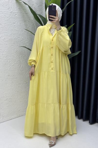 Hale Elbise Tesettür Giyim Sarı