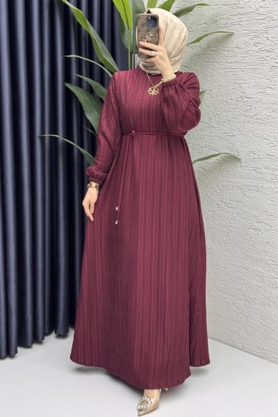 Hare Elbise Tesettür Giyim Bordo