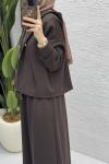 Hatem Elbise Tesettür Takım Kahverengi