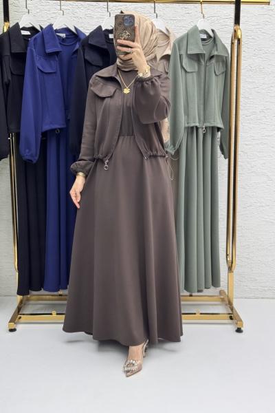 Hazal Elbise Takım Kahverengi