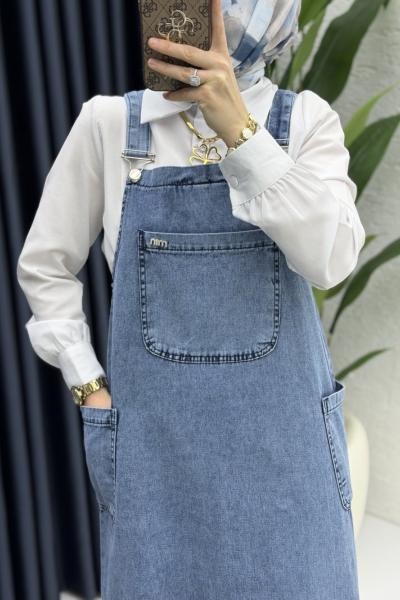 Hazen Kot Jile Tesettür Giyim  Mavi