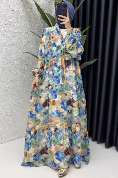 Helen Elbise Tesettür Giyim Mavi