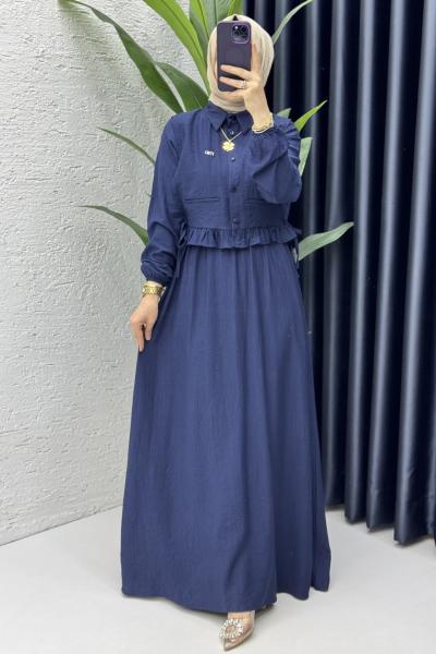 Hüda Elbise Tesettür Giyim Lacivert