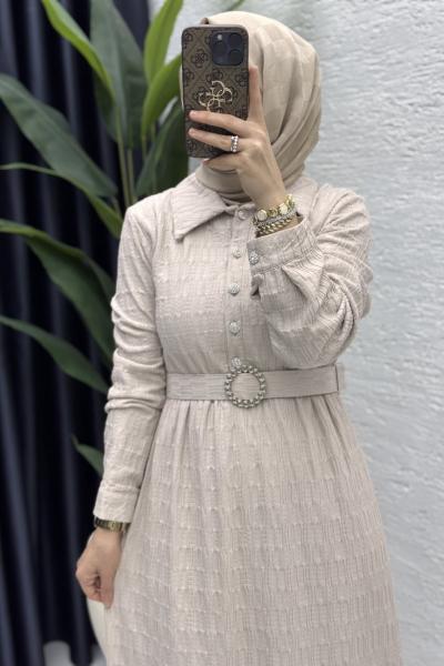 İncilay Elbise Taş Rengi