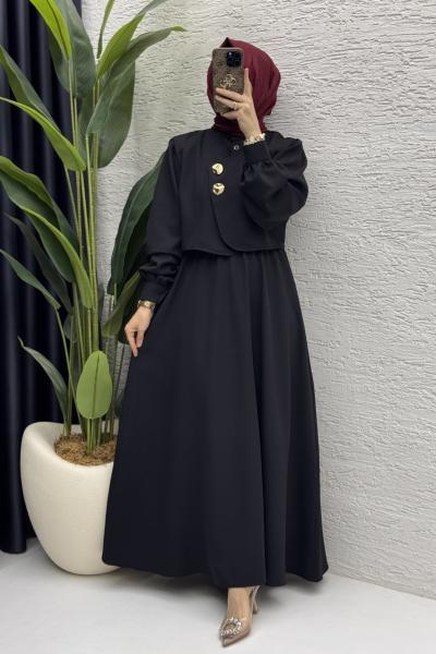 Leyza Elbise Tesettür Giyim Siyah