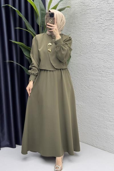 Leyza Elbise Tesettür Giyim Haki