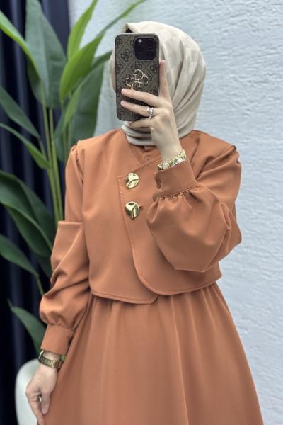 Leyza Elbise Tesettür Giyim Kiremit