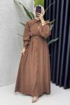Melike Elbise Tesettür Giyim Kahverengi