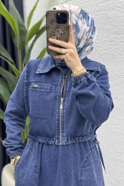 Merve Kot Elbise Tesettür Giyim Lacivert