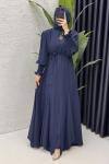 Mihra Abaya Takım Tesettür Giyim Lacivert