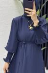 Mihra Abaya Takım Tesettür Giyim Lacivert