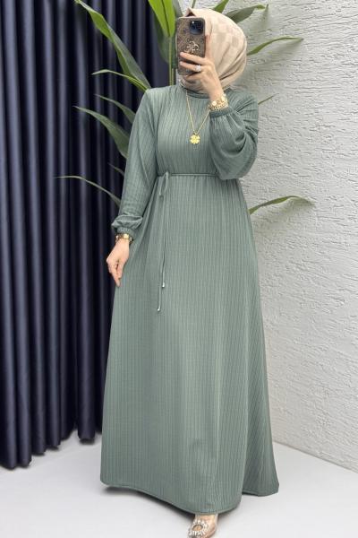 Mina Elbise Tesettür Giyim Çağla Yeşil