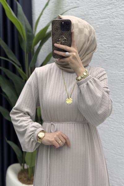 Mina Elbise Tesettür Giyim Taş Rengi