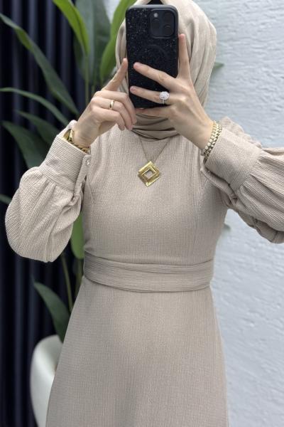 Miray Elbise Tesettür Giyim Taş Rengi