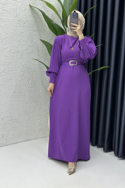 Narin Tesettür Elbise Mor
