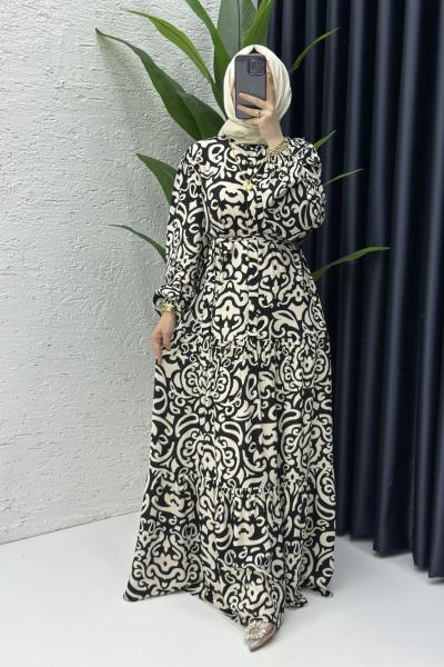 Nehir Tesettür Elbise Ekru