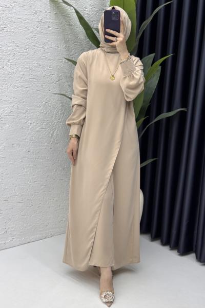 Neslişah Takım Tesettür Giyim Taş Rengi