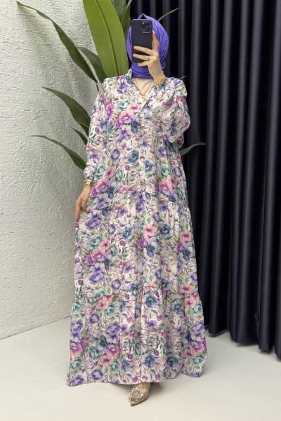 Nevbahar Elbise Tesettür Giyim Lila