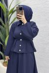 Nihal Etekli Takım Tesettür Giyim  Lacivert