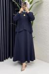 Pera Etekli Takım Tesettür Giyim  Lacivert