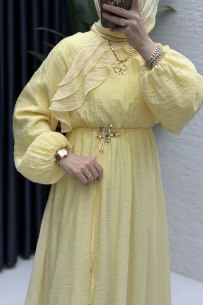 Peri Elbise Tesettür Giyim  Sarı