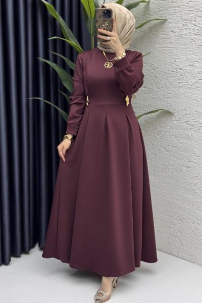 Piraye Elbise Tesettür Giyim Bordo