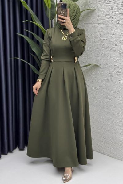 Piraye Elbise Tesettür Giyim Haki