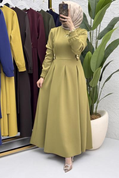 Piraye Elbise Tesettür Giyim Yeşil