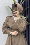 Rabia Trench Tesettür Giyim  Koyu Vizon
