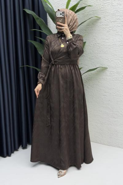 Şahika Elbise Tesettür Giyim  Kahve