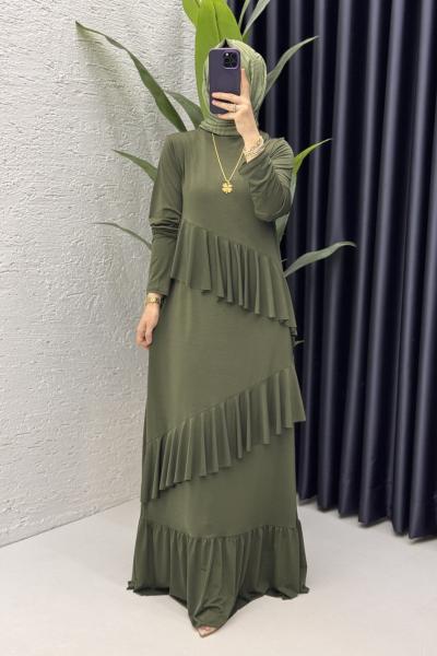 Sahra Elbise Tesettür Giyim Haki