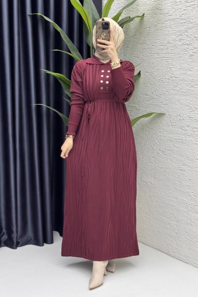 Seher Elbise Tesettür Giyim Bordo